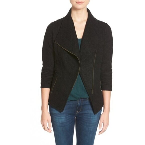 Halogen women's Knit Moto Jacket black boucle 1X Nordstrom - Picture 1 of 11